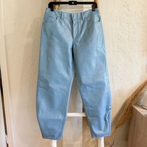 Tibi Vegan Patent Leather Sculpted Pants in RARE Blue Size 30